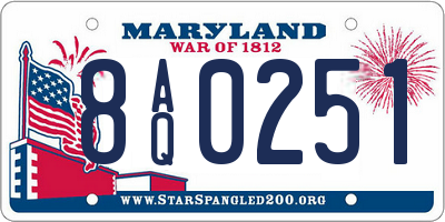 MD license plate 8AQ0251