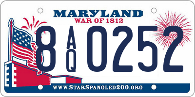 MD license plate 8AQ0252