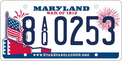 MD license plate 8AQ0253