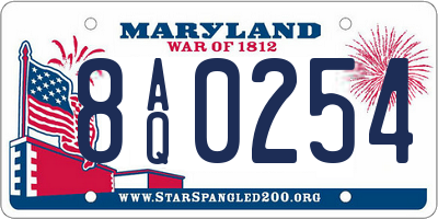 MD license plate 8AQ0254