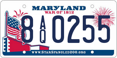 MD license plate 8AQ0255