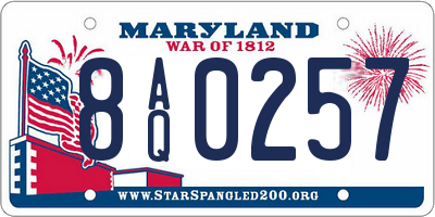 MD license plate 8AQ0257