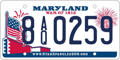 MD license plate 8AQ0259
