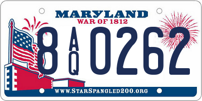 MD license plate 8AQ0262