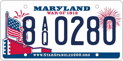 MD license plate 8AQ0280