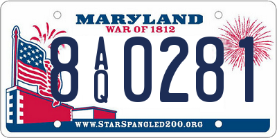 MD license plate 8AQ0281