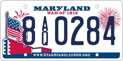 MD license plate 8AQ0284