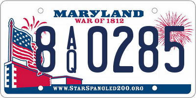 MD license plate 8AQ0285