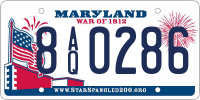 MD license plate 8AQ0286