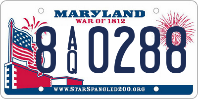 MD license plate 8AQ0288