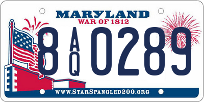 MD license plate 8AQ0289