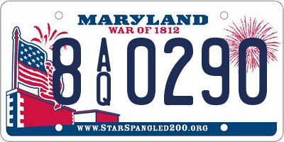 MD license plate 8AQ0290