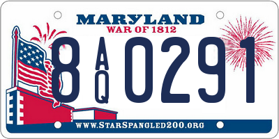 MD license plate 8AQ0291