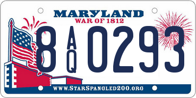 MD license plate 8AQ0293