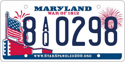 MD license plate 8AQ0298