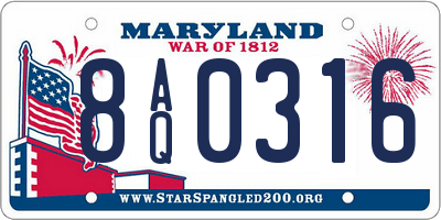 MD license plate 8AQ0316