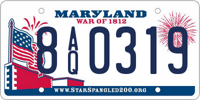 MD license plate 8AQ0319