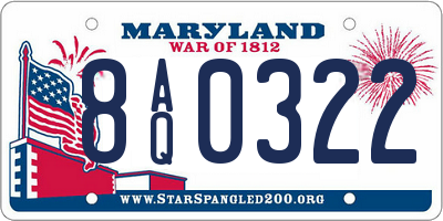 MD license plate 8AQ0322