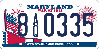 MD license plate 8AQ0335