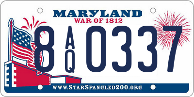 MD license plate 8AQ0337