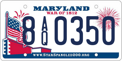 MD license plate 8AQ0350