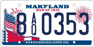 MD license plate 8AQ0353
