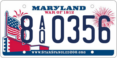 MD license plate 8AQ0356