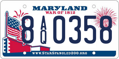 MD license plate 8AQ0358