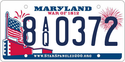 MD license plate 8AQ0372