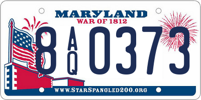 MD license plate 8AQ0373