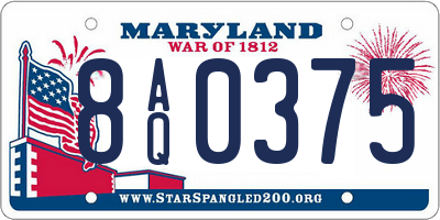 MD license plate 8AQ0375