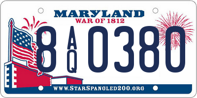 MD license plate 8AQ0380