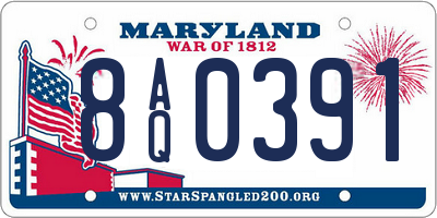 MD license plate 8AQ0391