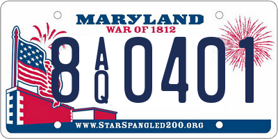 MD license plate 8AQ0401
