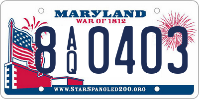 MD license plate 8AQ0403
