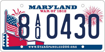 MD license plate 8AQ0430