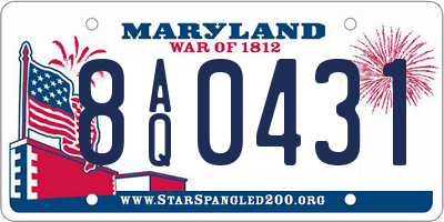MD license plate 8AQ0431