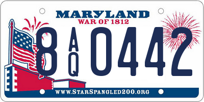MD license plate 8AQ0442