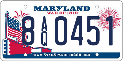 MD license plate 8AQ0451
