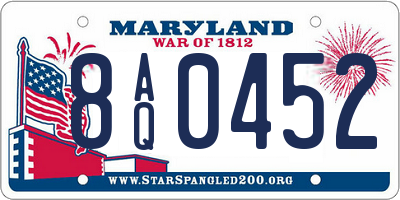 MD license plate 8AQ0452
