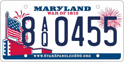 MD license plate 8AQ0455
