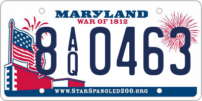 MD license plate 8AQ0463