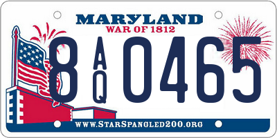 MD license plate 8AQ0465