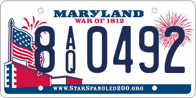 MD license plate 8AQ0492