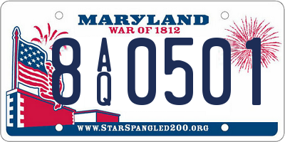 MD license plate 8AQ0501