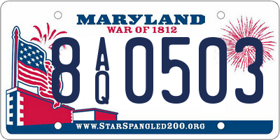 MD license plate 8AQ0503