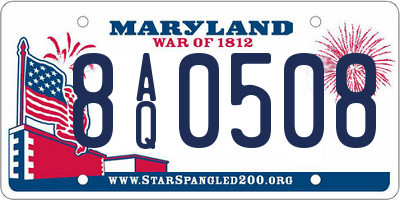 MD license plate 8AQ0508