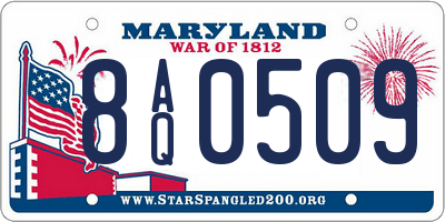 MD license plate 8AQ0509