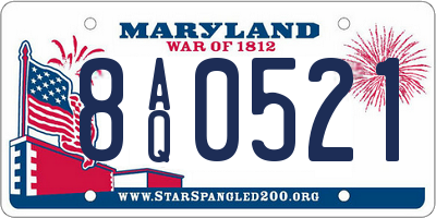 MD license plate 8AQ0521