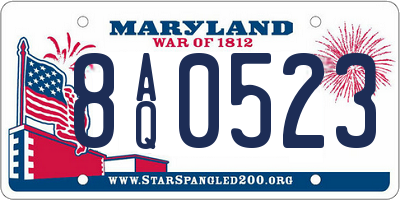 MD license plate 8AQ0523